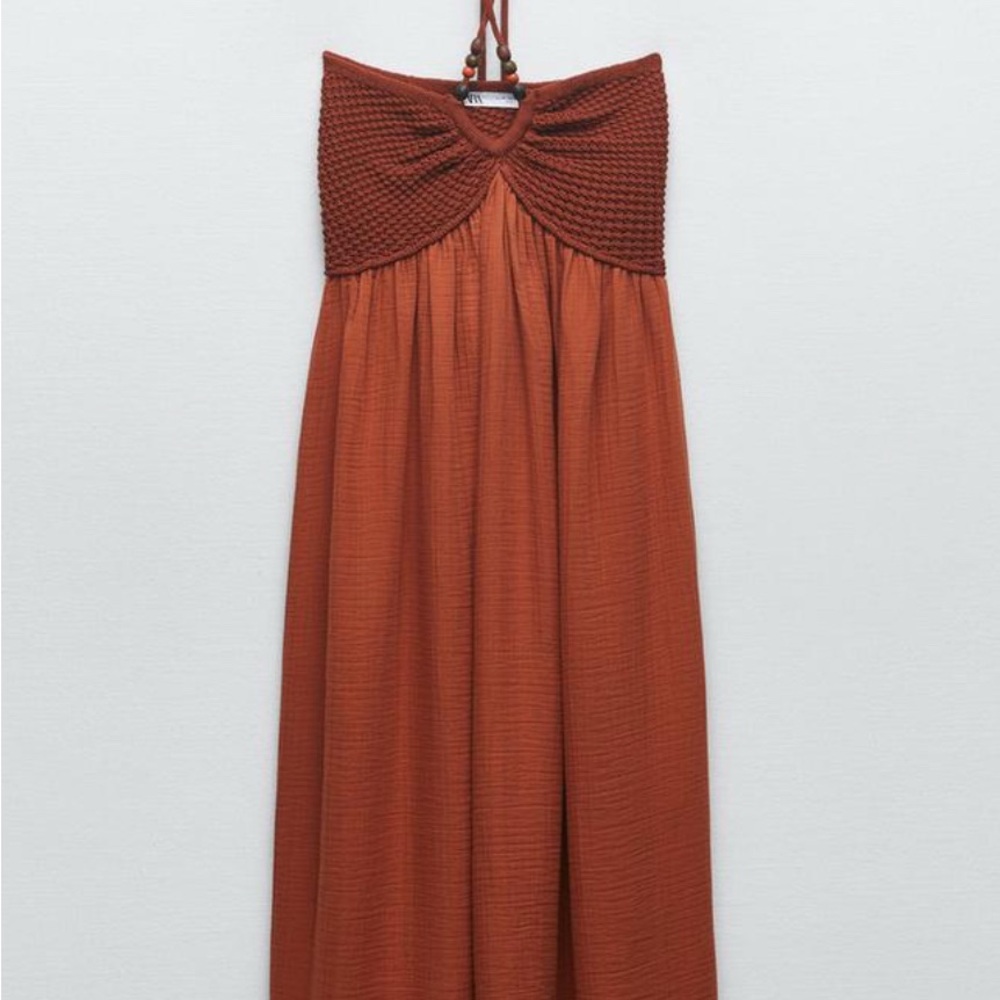 Zara Strapless Rust Dress